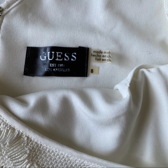 Guess White Long Sleeve Scalloped Fringe Cocktail Dress 8 - Picture 5 of 7